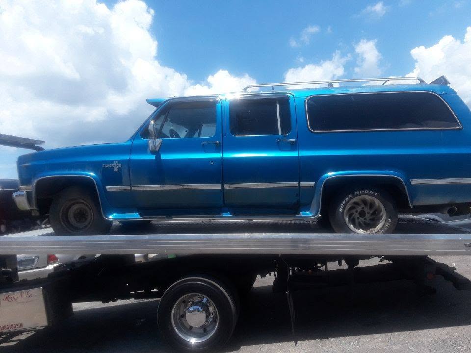 Baby Kaitlyn Flatbed Truck with classic car on bed